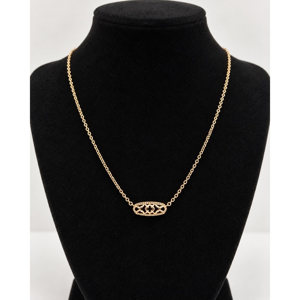 Kendra Scott Maggie Filigree Pendant Necklace Gold Tone Fashion Jewelry
